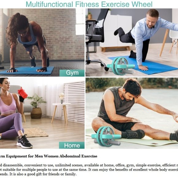 Ab Wheel Slide 4 wheel roller with resistance band Multifunction Set with Push U - Picture 13 of 16